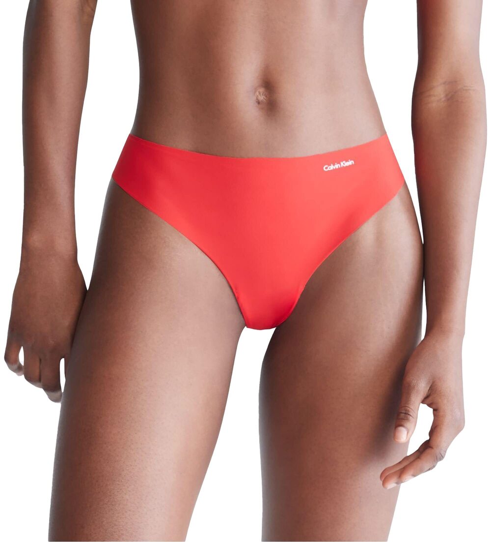 NWT Calvin Klein Women's Thong Panty Red Stretch Fabric, Size L